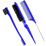 (blue) 3pcs Double-edged Brush Comb Care Edge Brush Comb (black)
