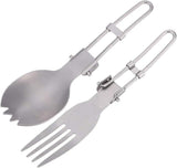 Faltbarer Gabellffel Tragbare Faltende Titan Lffel Gabel Faltende Campingausrstung 2pcs (gezahnter Lffel, Gabel)