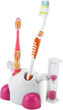 Toothbrush Holder Toothpaste Holder For Kids Cute Cartoon 3 Minutes Countdown Bathroom Storage Ornament Holder (pink, L 13 * H 8cm)