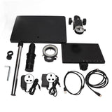 Microscope Camera Set 10.1in Screen 16MP Camera 180X Lens White Ring Light Table Stand Combination Set 100240V UK Plug
