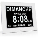 Calendar Clock with Date Day Time Alarm Auto Dimming for Elderly - Alzheimer's and Children - White SA13035