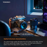 YONGNUO YN50mm F1.8X DA DSM Pro 50mm Fixed Focus Camera Lens X-Mount APS-C F1.8 Large Aperture 50mm Focal Length with OLED Screen Replacement for Fuji