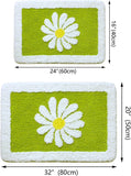 (Grass green) Bathroom Rug Mat, White Flower Bathroom Rug, Fluffy Soft Ultra-fine Fiber Carpet, Non-slip Bath Mat, Machine Washable Plush Mat -40cm  60cm, Gray