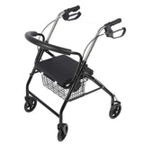 Rollator Walker Metal Foldable Thickened and Widened Cushion 4 Wheels Elderly Medical Walker