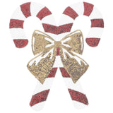 Christmas Candy Cane Sequin Patches Christmas Embroidery Patches Bow Charms Patches For Christmas Holiday Clothing Bags And Hats