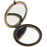 Wooden Metal Portable Makeup Mirror Round Mirror Retro Folding Mirror for Women