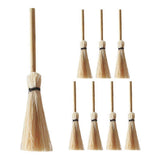 8PCS Miniature Artificial Mini Straw Brooms With Black Ropes Halloween Straw Craft Decoration Halloween Witches Accessory For Costume Cosplay Party