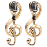 2Pcs Stylish Retro Music Brooch Pins Classic Microphone Music Note Lapel Pin Brooch Women Clothes Lapel Pin Decoration Metal Pin