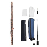 (Red) Closed Hole C Flute with Cleaning Rod Carrying Case Gloves and Tuning Rod, 16 Key Student Flute Starter Kids Flute Kits  Red