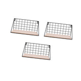 Pack 3 Metal & Wooden Wall Grid Hanging Shelf Furnishing Storage Rack Holder