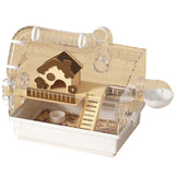 (White) Transparent Hamster Cage With Accessories Multifuntional Design Garden Styles Habitat Cage for Small Pet Entertainment  White