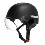 (Black) High Clear Camera Cycling Helmets With Front LED And Rear Taillight For Outdoor Sports Action Camera Helmets  Black
