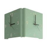 (Light Green) Double Sided Corner Wall Clock Hanging Clock for Office Living Room Corridor White