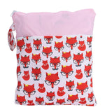 Cartoon Pattern Double Zippers Diaper Bag Wet Dry Bag Baby Diapers Nappy Storage BagFox