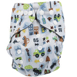 Baby Cloth Diapers Washable Reusable Pocket Nappy Double Rows of Snaps Adjustable Cloth DiapersCar Pattern