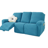 (West Lake Blue) Classical 3 Seater Sofa Wrap Couch Protector Soft Touching Fabric Easy Maintenance Optional Color  West Lake Blue