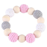 Natural Wood Clip Holder Teether Shower Gift for Lovely Baby Pink   Grey   White