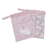 2pcs Hanging Diaper Bag Waterproof Double Pockets Zipper Closure Baby Clothes Storage Bag Rabbit