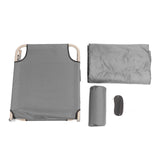 Folding Lounger 200KG Load Bearing 4 Gear Adjustable with Gray Reinforced Round Tube Comfortable Cotton Cushion Folding Cot for Camping Office