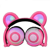Wireless Bluetooth Cat Ear Bluetooth headset, adjustable headset Cute LED Flash Wireless foldable headset for office work/sports/school/travel