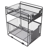 2 Tier Under Sink Cabinet Organizers Sliding Drawer Detachable Foldable Under Cabinet Storage for Kitchens Bathrooms