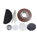 Portable Charcoal Grill Stove Kit Folding Legs Wood Table Carbon Steel Multifunctional Mini BBQ Grill for Outdoor Cooking Picnic