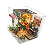 Miniature Coffee Shop Building Kits Handmade Tiny House Toys for Family Kids