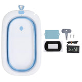 Smart Collapsible Baby Bathtub Temp Locking System Collapsible Infant Bathtub with Thermometer Blue