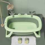 Folding Baby Bathtub Portable Prevent Slipping Easy Storage Newborn Washing Tub with Storage Slot for Newborns Avocado Green