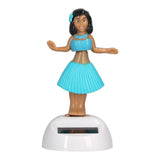 Solar Powered Dancing Decoration Bobble Shaking Head Doll Dancing Figure Toy Car OrnamentBlue