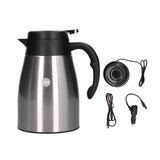 24V 1200ml Car Water Heater Pot with Base Portable Stainless Steel Electric Kettle Pot for Truck CarWhite