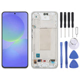 (Silver) For Samsung Galaxy A36 SM-A366B COMPATIBLE LCD Screen Digitizer Full Assembly with Frame