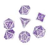 7pcs Polyhedral Dice Set Collection Carve Letters Metallic Polyhedron Dice for Tabletop Game Type 2