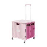 (Pink) Folding Shopping Cart 45 L Capacity for Fishing Grocery Buying Daily Storage Green