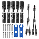 Solar Connectors Adapter Cable Wire Kit Y-Type 1-Way 2 PV Connectors (M/FF &amp; F/MM)