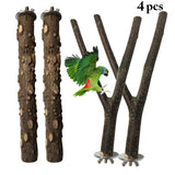 4Pcs/set Pet Parrot Bird Standing Stick Wood Pole Bird Cockatiel Parakeet Perches Bite Claw Grinding Toy Bird Cage Accessories