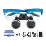 Lighted Head Magnifying Glasses Dull Polish Blue 2.5X Dentistry Magnifying for Dentistry Tattoo Nail Art Tool 100‑240V