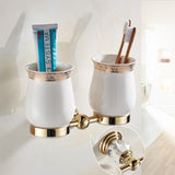 Gold Crystal Bathroom Hardware Set European Towel Rack Toilet Brush Hair Dryer Rack Wall Mounted Bathroom Accessories