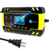 12V-24V 8A Full Automatic Car Repair Chargers Touch Screen Pulse Repair LCD Power Charging Wet Dry Lead Acid Digital LCD Display