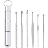 Earwax Removal kit 6PCS Ear Pick Tools Curette Reusable Ear Cleaner Stainless Steel Ear Wax Cleaning Remover Keychain Cleanser