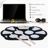 Portable Electronic Drum Pad Folding Drum Pad Kit Silicon Foldable with Drum Sticks Foot pedals USB cable DC 5V Record function