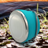 Silicone Folding Kettle Coffee Tea Portable Water Pot Field Camping Open Fire Stainless Steel Bottom for Outdoor Camping Hiking
