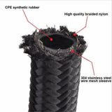 5M AN6 Black Nylon Braided  Hose Fuel Pipe Oil Cooler System Adapter Kit 6AN 0/45/90/180Degree Hose End Fitting