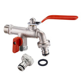 Manual Practical Home Garden Detachable 90 Degree Faucet Water Tap Explosion Proof Double Valve Rustproof Copper Cold Hot