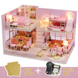 Cutebee DIY DollHouse Doll House Miniature Dollhouse Wooden Furniture Kit Toys for Children New Year Christmas Gift Case