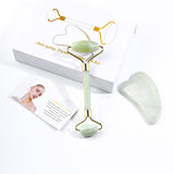 Anti-Aging Natural Serpentine Jade Roller and Guasha Sets Facial Body Slimming Beauty Tool for Man Women Massage Spa Health Care