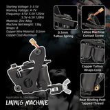 Complete Tattoo Kit Disposable Tattoo Needles Professional Tattoo Machine Kit Long Tattoo Pedal Shock Absorption Rubber Bands