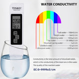 3 in 1 Water Quality Tester Water Quality Analyzer Detector TDS/EC/Temperature 5Mins Auto Shut Down Design/ Reading Locking