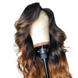 Wig Black Gradient Gold High Temperature Silk Medium Part Long Curly Hair