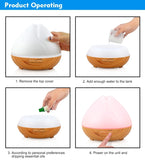 Voice control 400ML Essential Oil Diffuser Ultrasonic Air Humidifier with Wood Grain 7 Color Changing LED Lights for Office Home